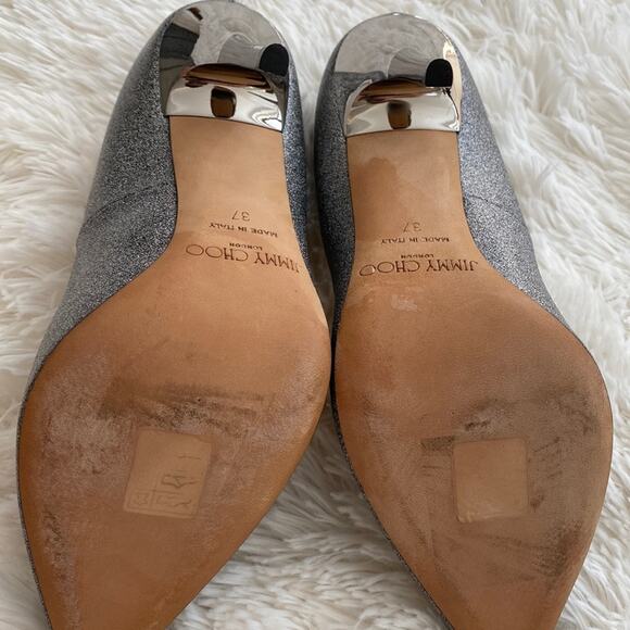 JIMMY CHOO Silver Sparkle Anouk Pointed Toe Stiletto Pump - Picture 4 of 6